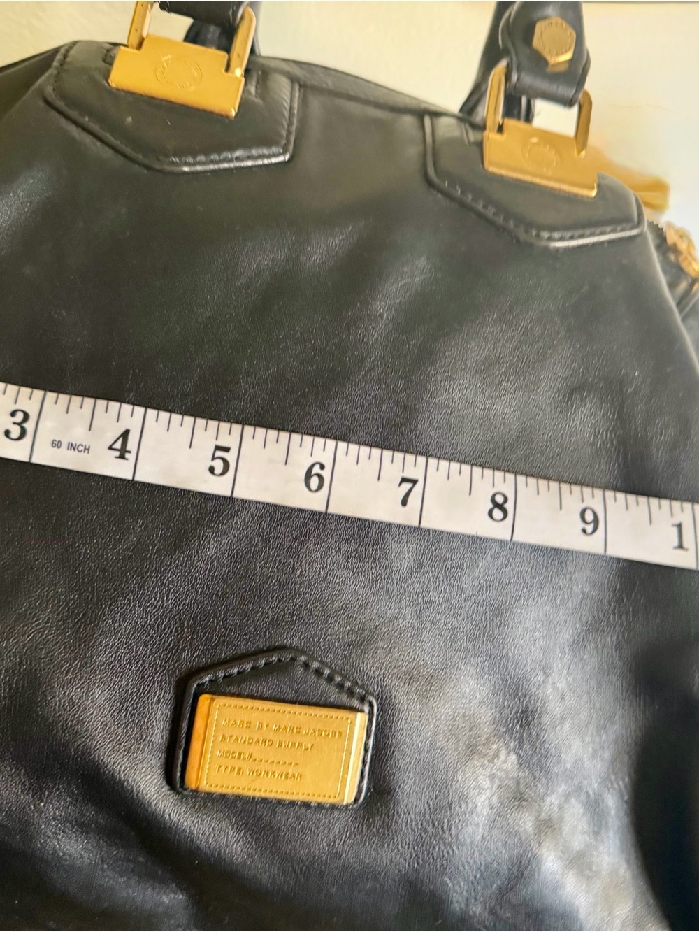 Marc Jacobs Black Leather Satchel Crossbody Bag – Gold Hardware - Picture 6 of 7
